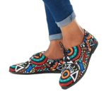 Durable fabric blue tribal african shoes ladies color mix.   Sizes 35-44