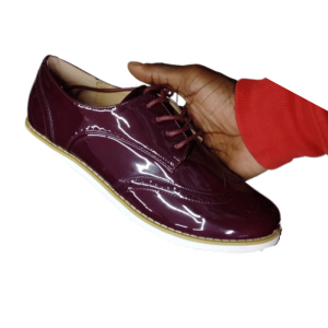 Women shiny leather shoes dark tan color Sizes 35-46