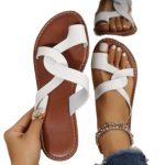 Brown Sole with White Straps Sizes 34-45